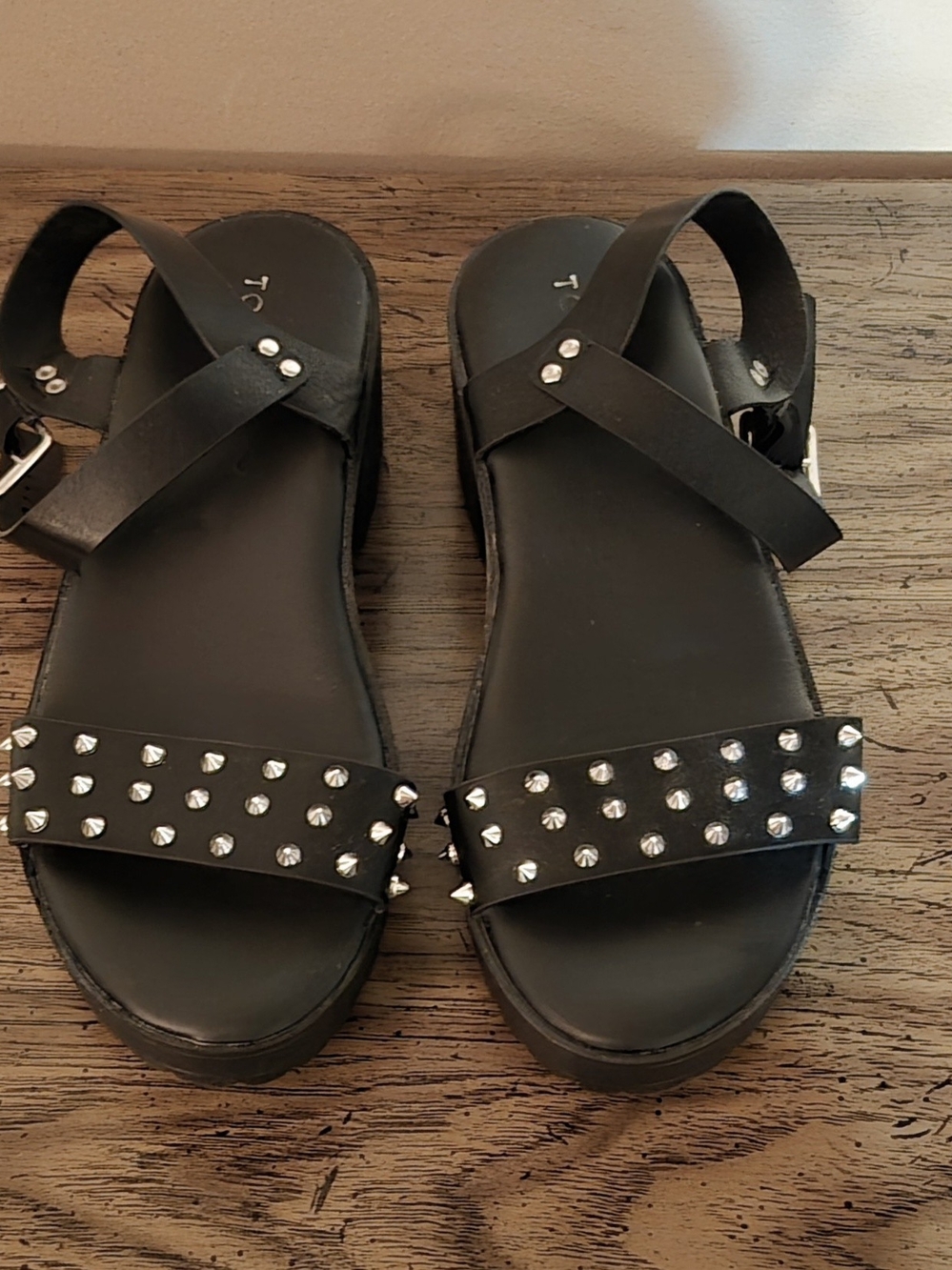 Black Studded Women's Sandals- Wide Width